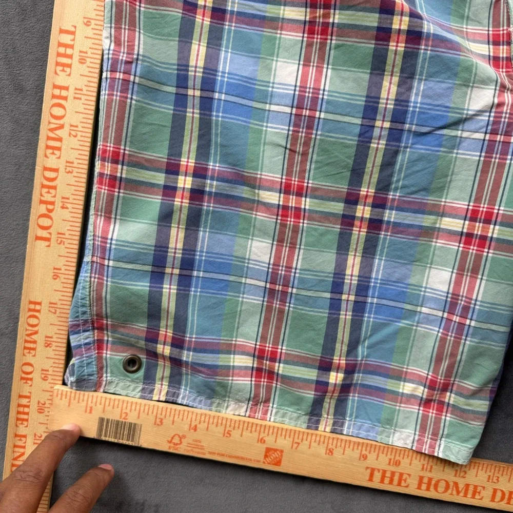 Polo Ralph Lauren Mens XL Madras Plaid Swim Trunks Green Blue Red Mesh Lined